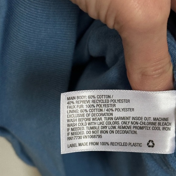 Cat & Jack hoodie Sherpa sz 6-7 blue monster full zip up sweatshirt fall winter - Picture 10 of 14